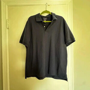 LL Bean Mens Size L Traditional Fit 100% Cotton Polo Shirt Navy Short Sleeve.